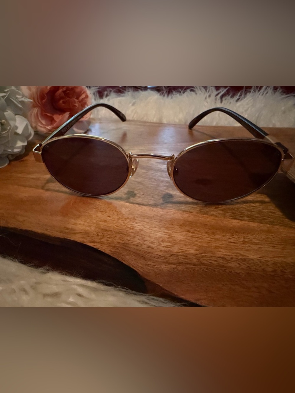 100% UV Protective Gold Frame Brown Lens Sunglasses